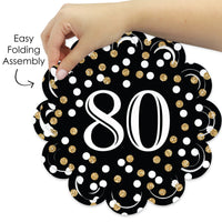 Adult 80th Birthday - Gold - Birthday Party Round Table Decorations - Paper Chargers - Place Setting For 12