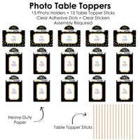 Adult 80th Birthday - Gold - Birthday Party Picture Centerpiece Sticks - Photo Table Toppers - 15 Pieces