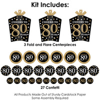 Adult 80th Birthday - Gold - Birthday Party Decor and Confetti - Terrific Table Centerpiece Kit - Set of 30