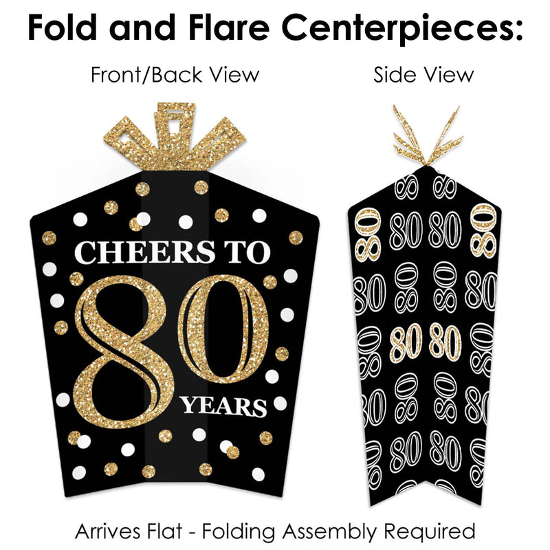 Adult 80th Birthday - Gold - Birthday Party Decor and Confetti - Terrific Table Centerpiece Kit - Set of 30