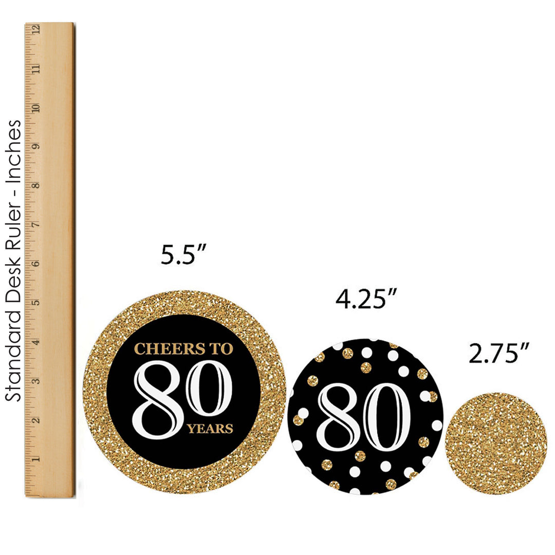 Adult 80th Birthday - Gold - Birthday Party Decor and Confetti - Terrific Table Centerpiece Kit - Set of 30