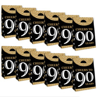 Adult 90th Birthday - Gold - Birthday Gift Favor Bags - Party Goodie Boxes - Set of 12