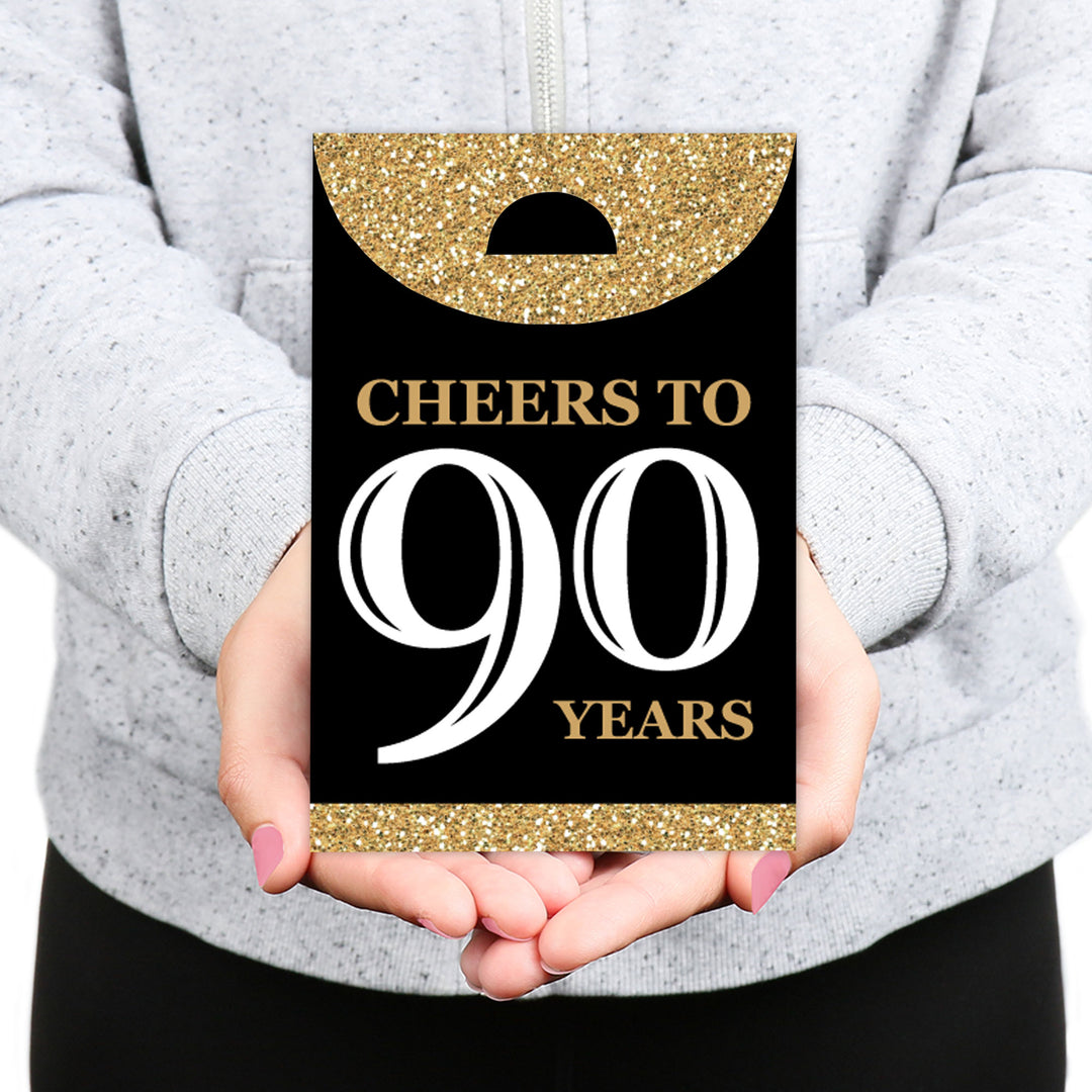 Adult 90th Birthday - Gold - Birthday Gift Favor Bags - Party Goodie Boxes - Set of 12