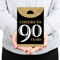 Adult 90th Birthday - Gold - Birthday Gift Favor Bags - Party Goodie Boxes - Set of 12