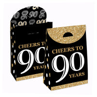 Adult 90th Birthday - Gold - Birthday Gift Favor Bags - Party Goodie Boxes - Set of 12