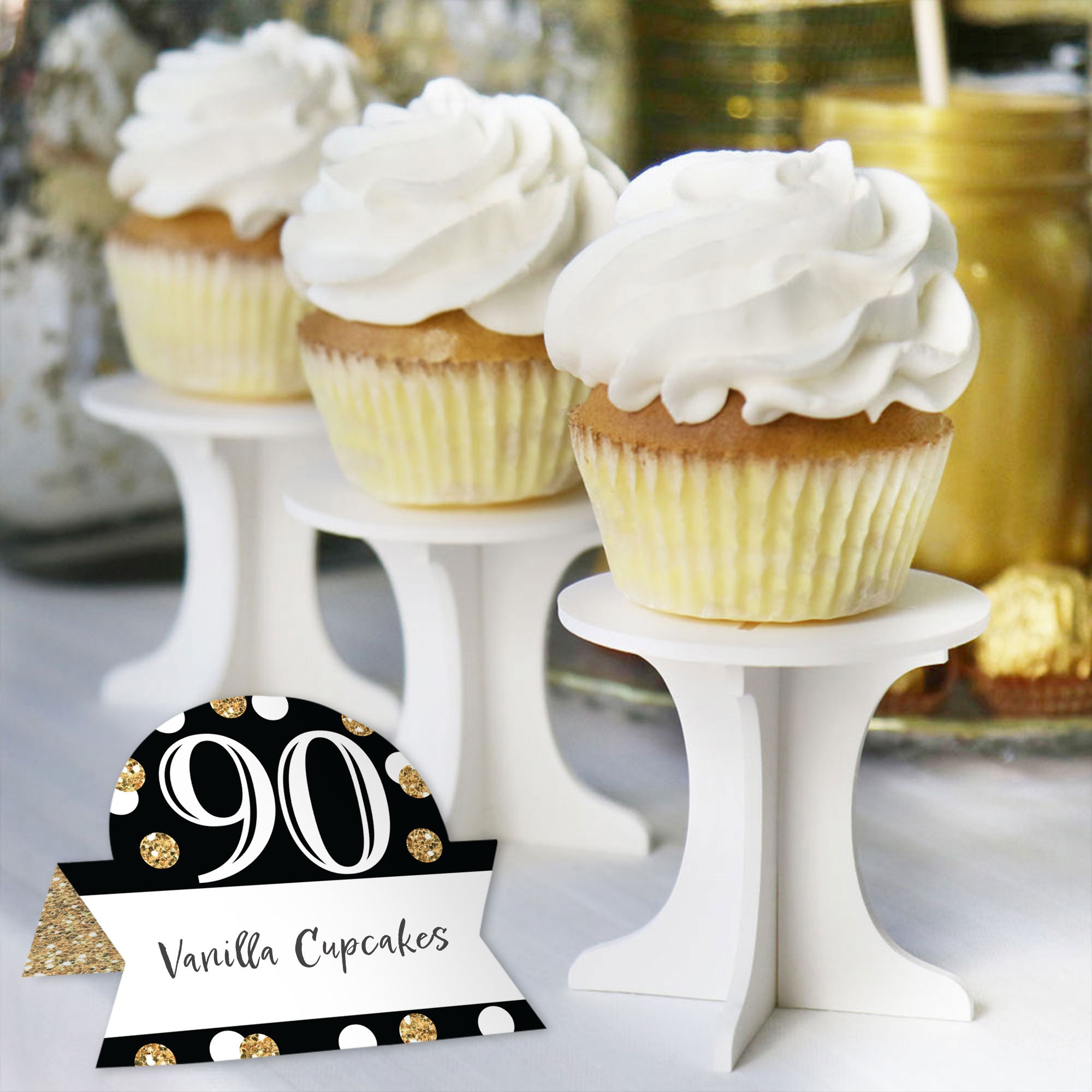 Adult 90th Birthday Gold Birthday Party Tent Buffet Card