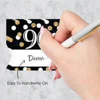 Adult 90th Birthday - Gold - Birthday Party Tent Buffet Card - Table Setting Name Place Cards - Set of 24
