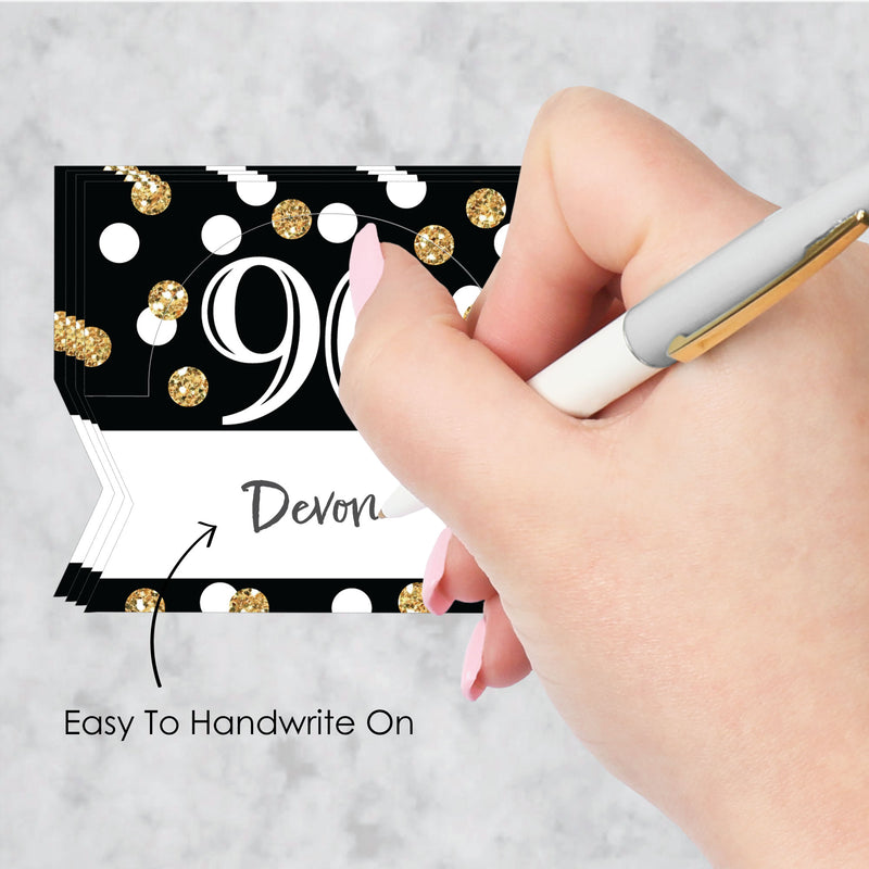 Adult 90th Birthday - Gold - Birthday Party Tent Buffet Card - Table Setting Name Place Cards - Set of 24 | BigDotOfHappiness.com – Big Dot of Happiness LLC adult-90th-birthday-gold-birthday-party-tent-buffet-card-table-setting-name-place-cards-set-of-24-bigdotofhappiness-com-big-dot-of-happiness-llc