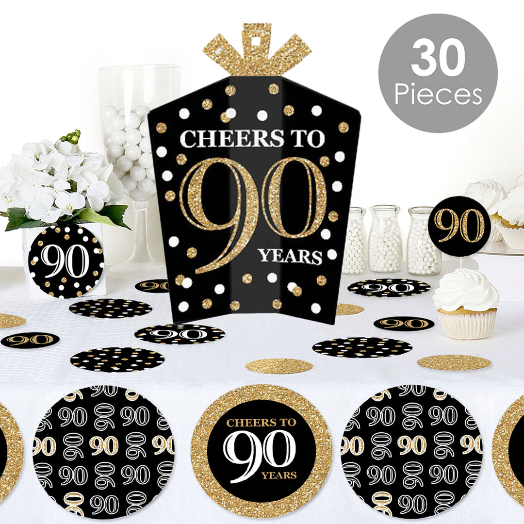 Adult 90th Birthday - Gold - Birthday Party Decor and Confetti - Terrific Table Centerpiece Kit - Set of 30