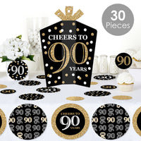 Adult 90th Birthday - Gold - Birthday Party Decor and Confetti - Terrific Table Centerpiece Kit - Set of 30