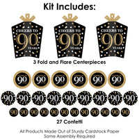 Adult 90th Birthday - Gold - Birthday Party Decor and Confetti - Terrific Table Centerpiece Kit - Set of 30