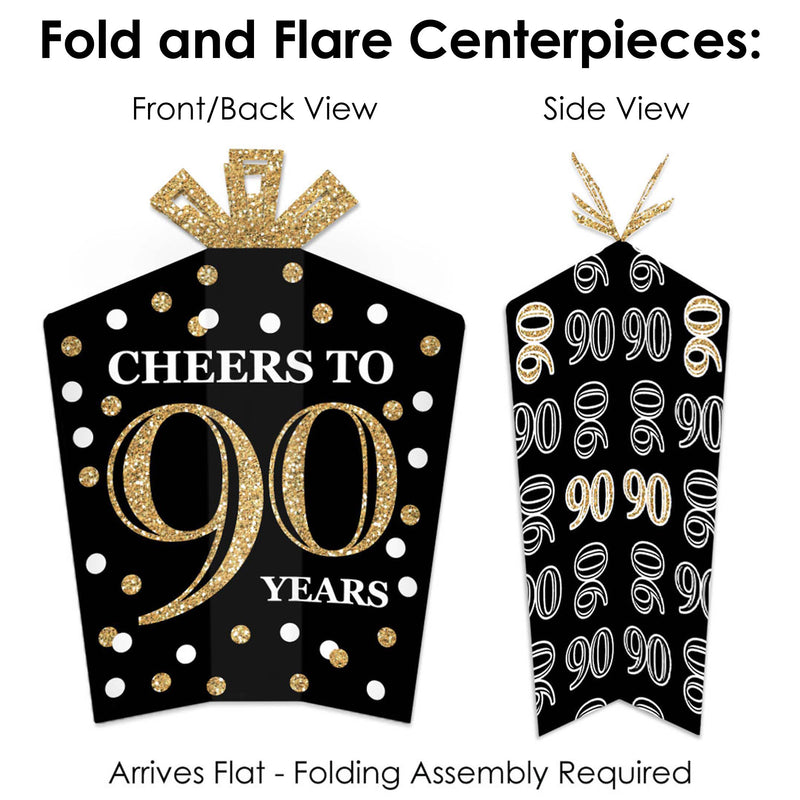 Adult 90th Birthday - Gold - Birthday Party Decor and Confetti - Terrific Table Centerpiece Kit - Set of 30
