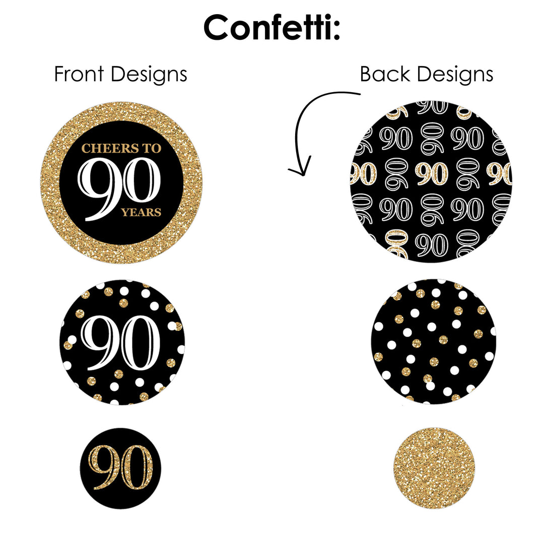 Adult 90th Birthday - Gold - Birthday Party Decor and Confetti - Terrific Table Centerpiece Kit - Set of 30
