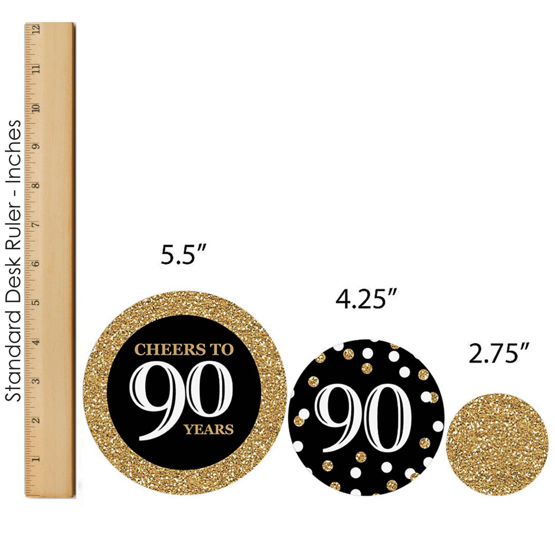 Adult 90th Birthday - Gold - Birthday Party Decor and Confetti - Terrific Table Centerpiece Kit - Set of 30