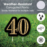 Adult 40th Birthday - Gold - Yard Sign & Outdoor Lawn Decorations - Birthday Party Yard Signs - Set of 8