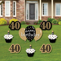 Adult 40th Birthday - Gold - Yard Sign & Outdoor Lawn Decorations - Birthday Party Yard Signs - Set of 8