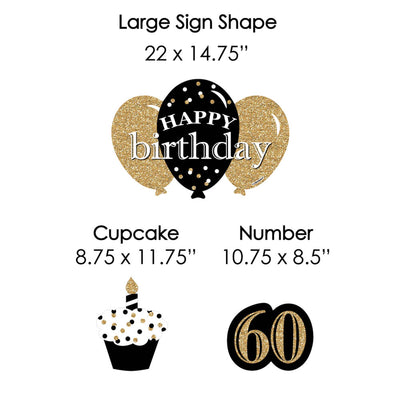 Adult 60th Birthday - Gold - Yard Sign & Outdoor Lawn Decorations - Birthday Party Yard Signs - Set of 8