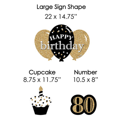 Adult 80th Birthday - Gold - Yard Sign & Outdoor Lawn Decorations - Birthday Party Yard Signs - Set of 8