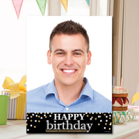 Adult Happy Birthday - Gold - Photo Yard Sign - Birthday Party Decorations
