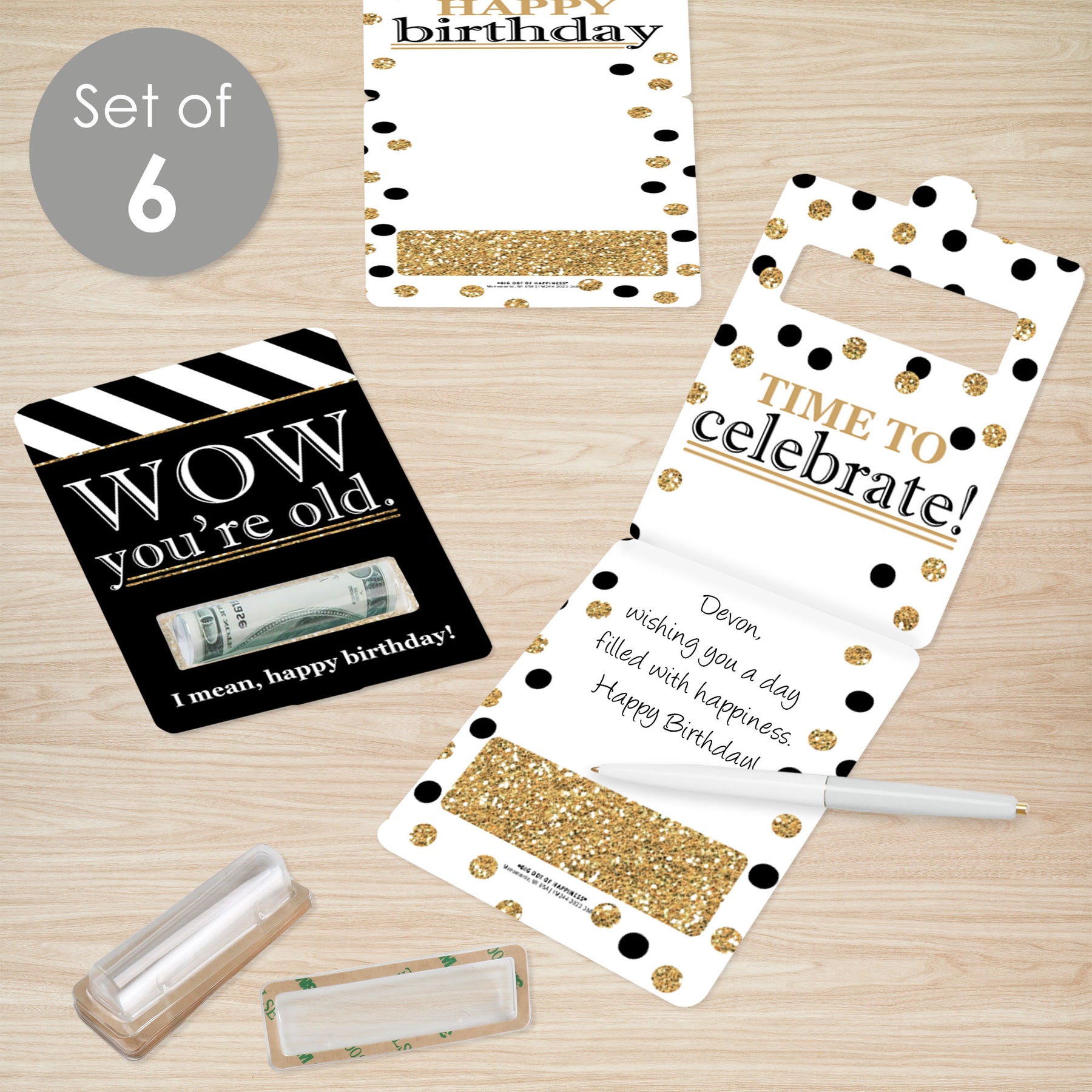 Adult Happy Birthday Gold DIY Assorted Birthday Party Cash Holder