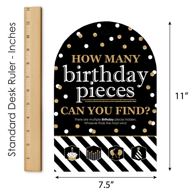 Adult Happy Birthday - Gold - Birthday Party Scavenger Hunt - 1 Stand and 48 Game Pieces - Hide and Find Game