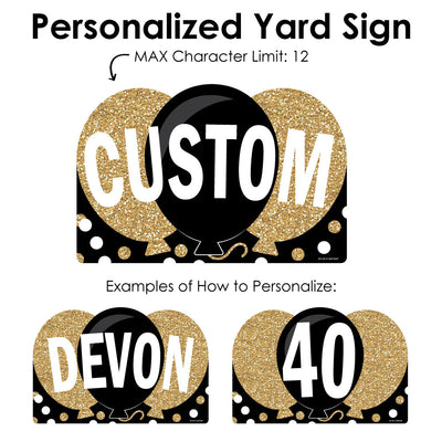 Adult Happy Birthday - Gold - Lawn Party Decorations - Personalized Birthday Party Name Yard Sign