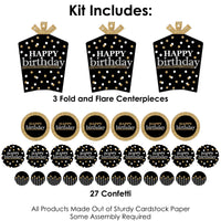 Adult Happy Birthday - Gold - Birthday Party Decor and Confetti - Terrific Table Centerpiece Kit - Set of 30