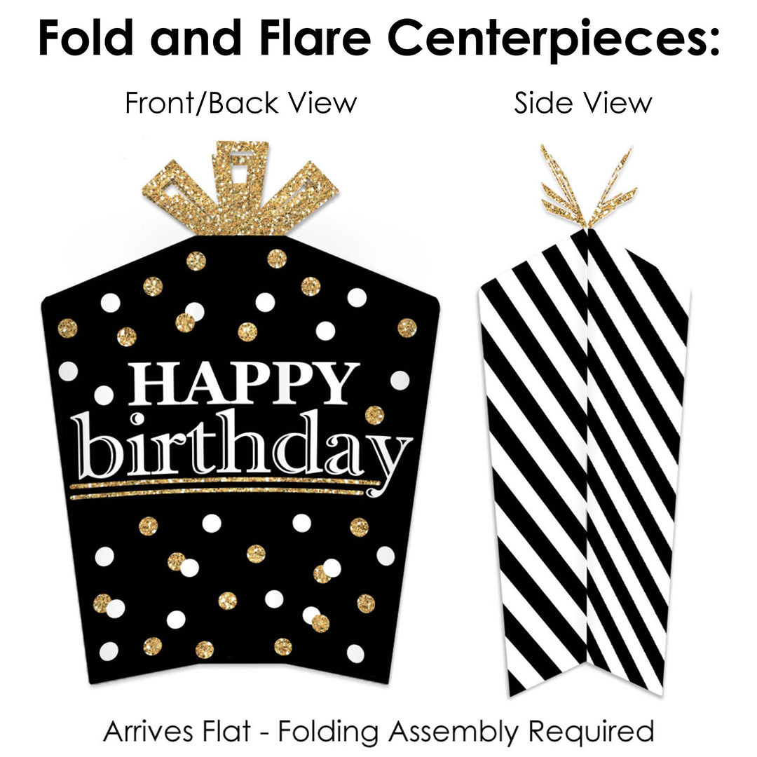 Adult Happy Birthday - Gold - Birthday Party Decor and Confetti - Terrific Table Centerpiece Kit - Set of 30