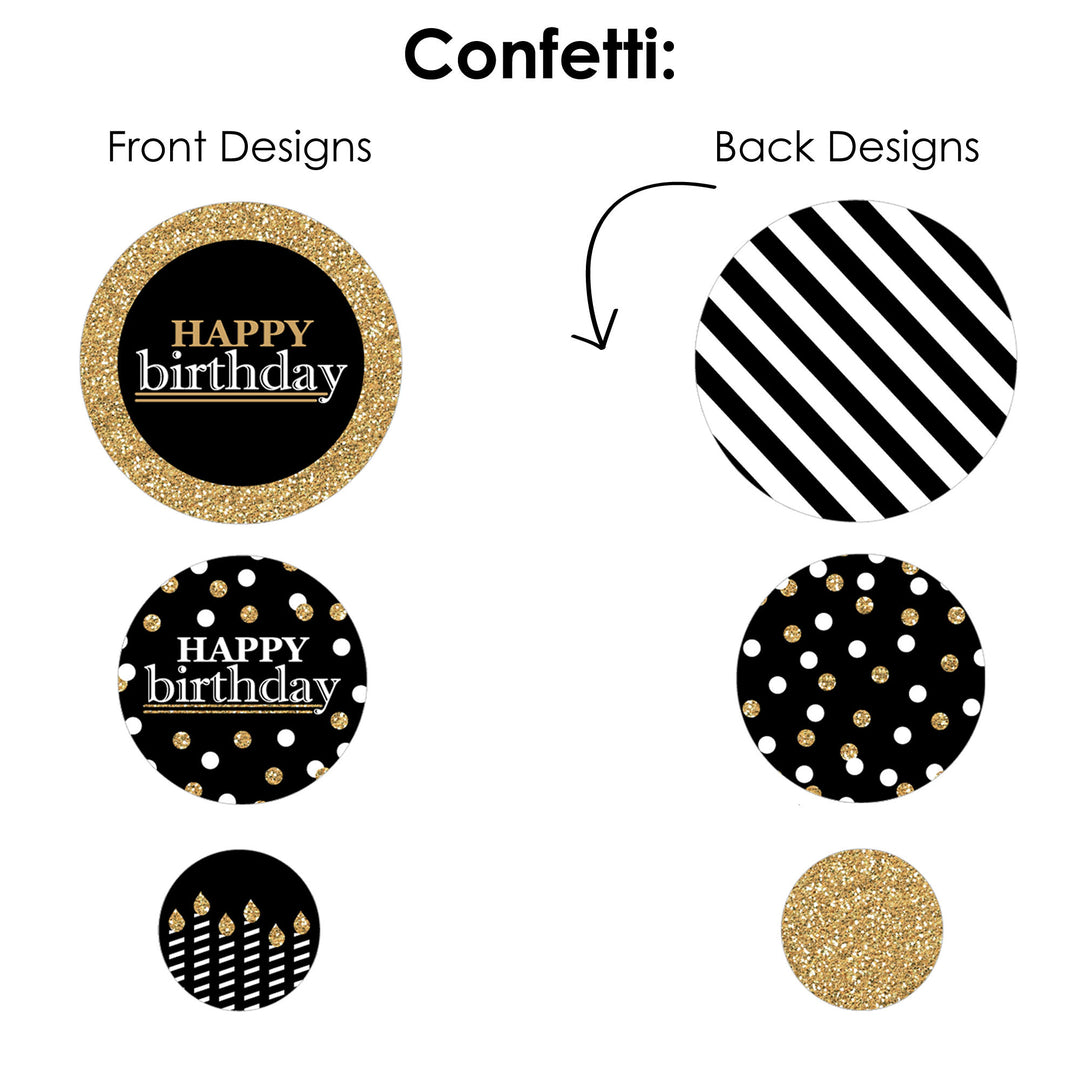 Adult Happy Birthday - Gold - Birthday Party Decor and Confetti - Terrific Table Centerpiece Kit - Set of 30