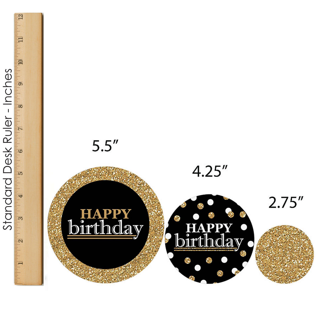 Adult Happy Birthday - Gold - Birthday Party Decor and Confetti - Terrific Table Centerpiece Kit - Set of 30