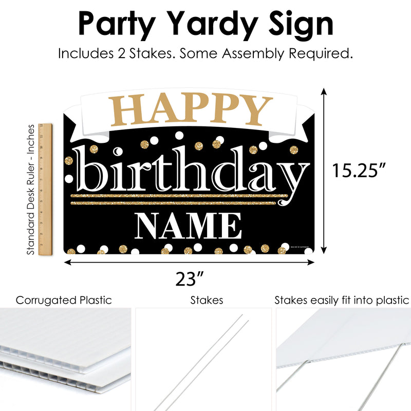 Adult Happy Birthday - Gold - Birthday Party Yard Sign Lawn Decorations - Personalized Happy Birthday Party Yardy Sign