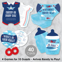 Taking Flight - Airplane - 4 Vintage Plane Baby Shower Games - 10 Cards Each - Gamerific Bundle
