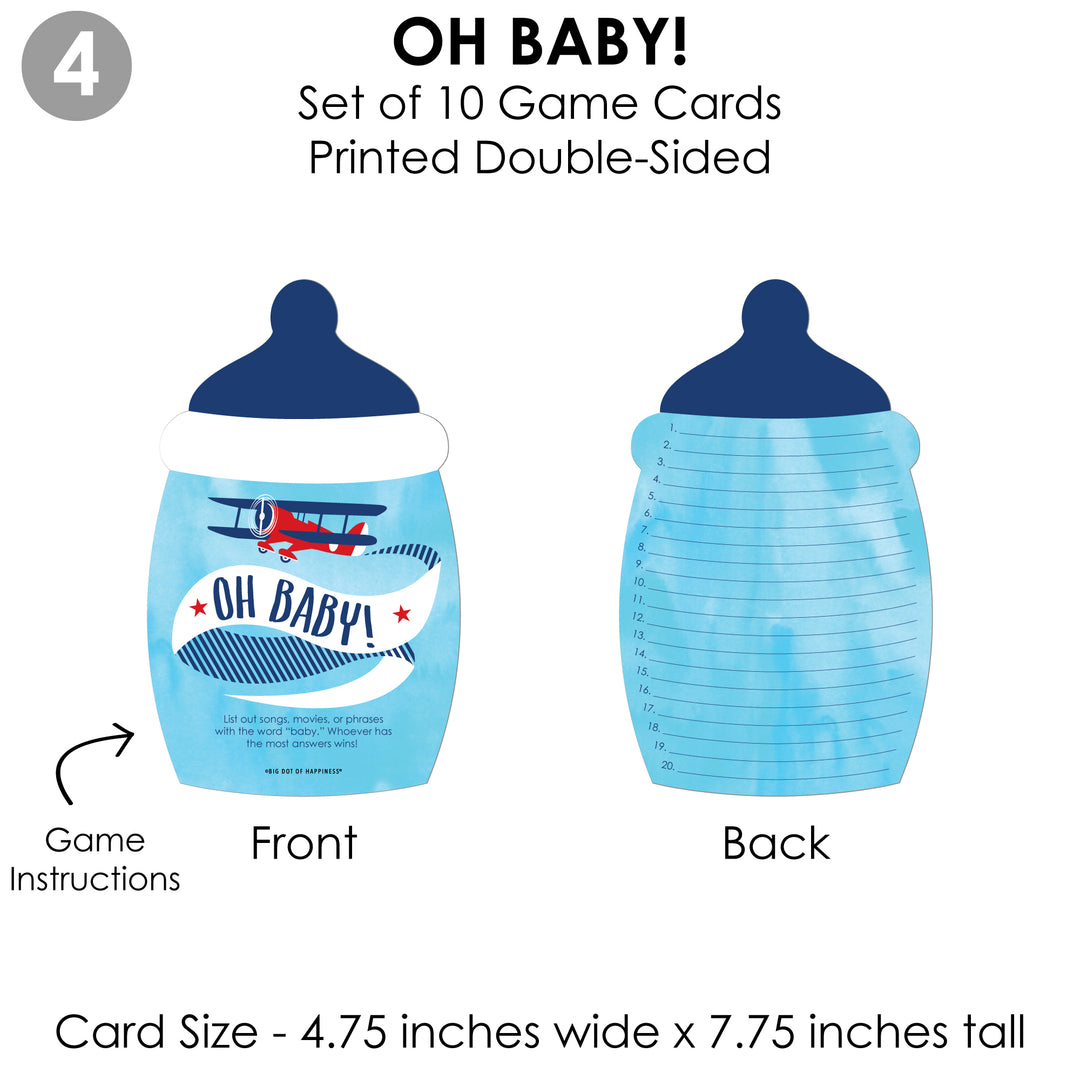 Taking Flight - Airplane - 4 Vintage Plane Baby Shower Games - 10 Cards Each - Gamerific Bundle