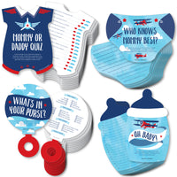 Taking Flight - Airplane - 4 Vintage Plane Baby Shower Games - 10 Cards Each - Gamerific Bundle
