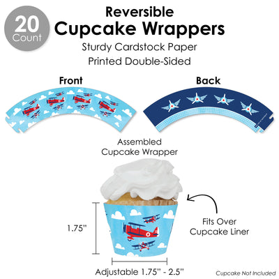 Taking Flight - Airplane - Vintage Plane Baby Shower or Birthday Party Favors and Cupcake Kit - Fabulous Favor Party Pack - 100 Pieces