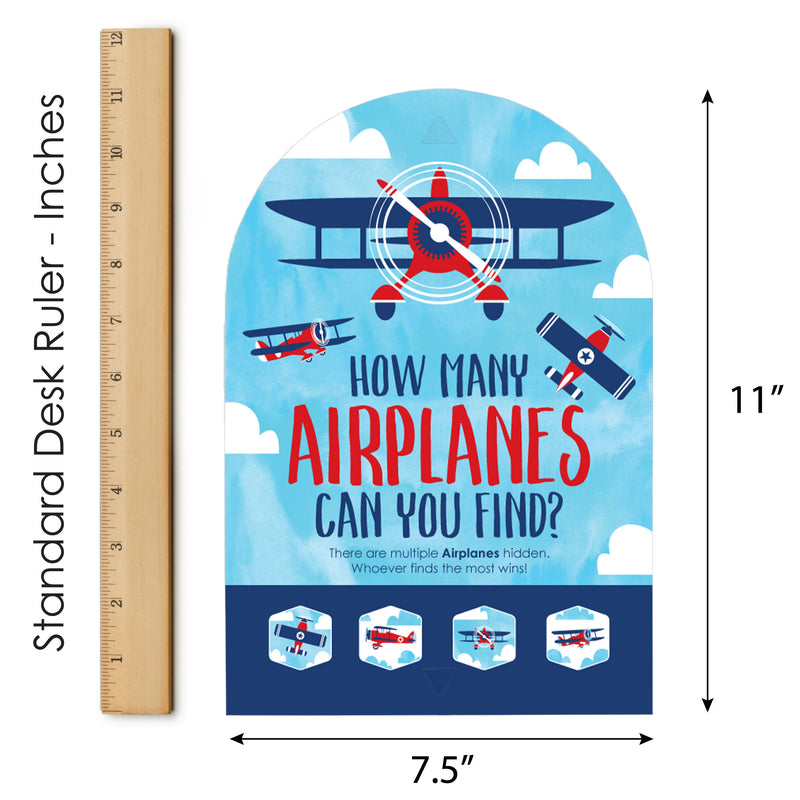 Taking Flight - Airplane - Vintage Plane Baby Shower or Birthday Party Scavenger Hunt - 1 Stand and 48 Game Pieces - Hide and Find Game
