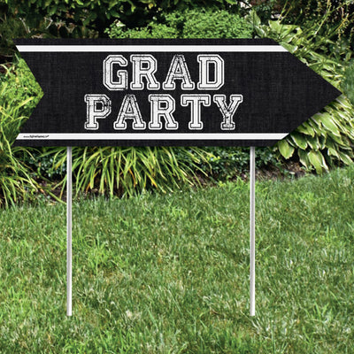 All Star Grad - Graduation Party Sign Arrow - Double Sided Directional Yard Signs - Set of 2