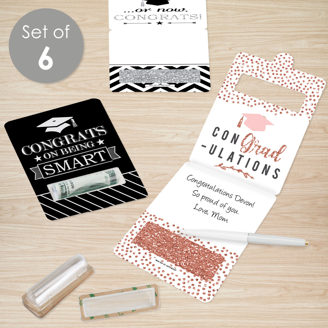 Assorted Graduation - DIY Graduation Party Cash Holder Gift - Funny Money Cards - Set of 6