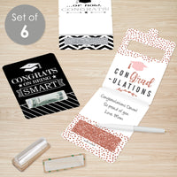 Assorted Graduation - DIY Graduation Party Cash Holder Gift - Funny Money Cards - Set of 6