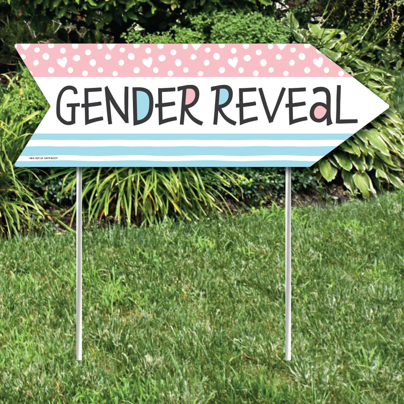 Baby Gender Reveal - Team Boy or Girl Party Sign Arrow - Double Sided Directional Yard Signs - Set of 2