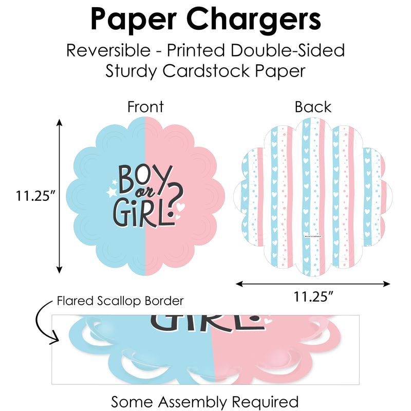 Baby Gender Reveal - Team Boy or Girl Party Paper Charger and Table Decorations - Chargerific Kit - Place Setting for 8