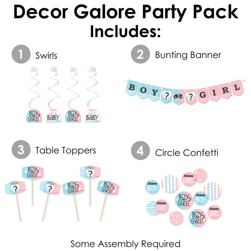 Baby Gender Reveal - Team Boy or Girl Party Supplies Decoration Kit - Decor Galore Party Pack - 51 Pieces
