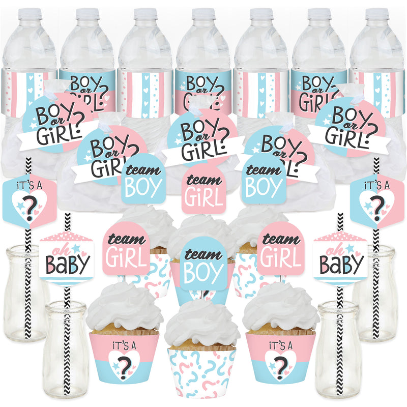 Baby Gender Reveal - Team Boy or Girl Party Favors and Cupcake Kit - Fabulous Favor Party Pack - 100 Pieces