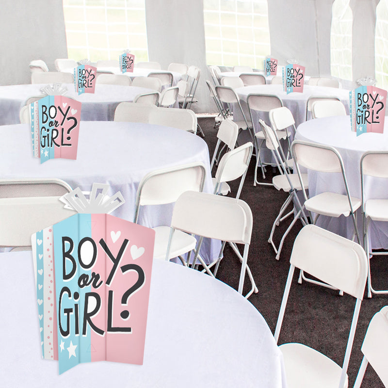 Baby Gender Reveal - Table Decorations - Team Boy or Girl Party Fold and Flare Centerpieces - 10 Count