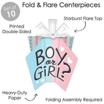 Baby Gender Reveal - Table Decorations - Team Boy or Girl Party Fold and Flare Centerpieces - 10 Count