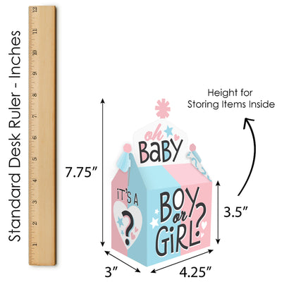 Baby Gender Reveal - Treat Box Party Favors - Team Boy or Girl Party Goodie Gable Boxes - Set of 12