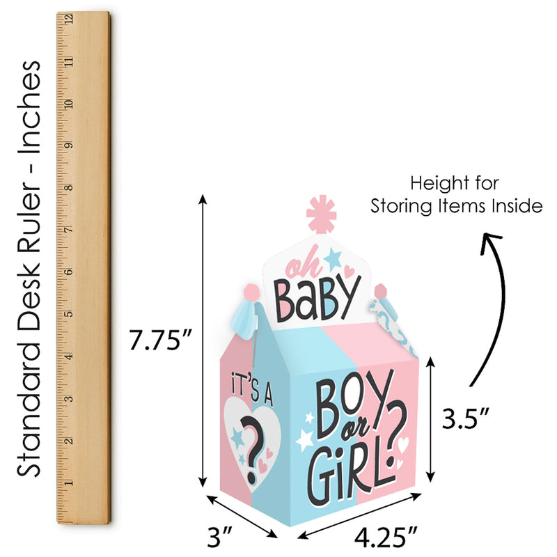 Baby Gender Reveal - Treat Box Party Favors - Team Boy or Girl Party Goodie Gable Boxes - Set of 12