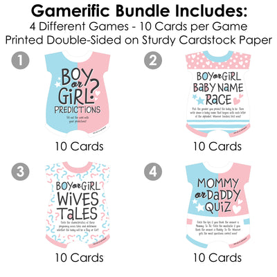 Baby Gender Reveal - 4 Team Boy or Girl Party Games - 10 Cards Each - Gamerific Bundle
