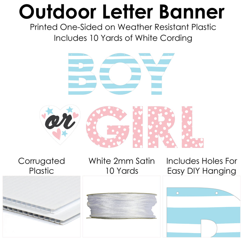 Baby Gender Reveal - Team Boy or Girl Party Decorations - Boy or Girl - Outdoor Letter Banner