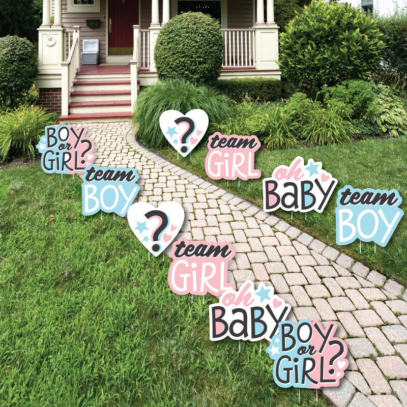 Baby Gender Reveal - Lawn Decorations - Outdoor Team Boy or Girl Party Yard Decorations - 10 Piece
